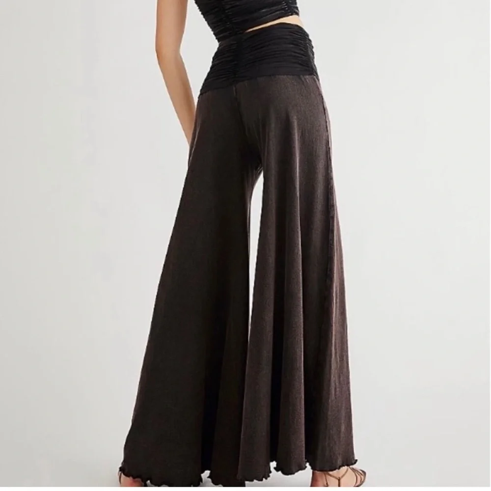 Free People Jayla Ruched Wide Leg Pants Washed Black FP One Women’s Wide Leg M - Picture 2 of 8